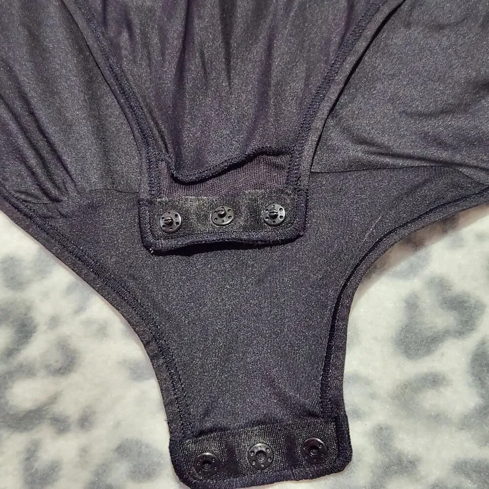 Maidenform Womens Shapewear Lace Bodysuit XL Black Frim Control Cool Comfort.